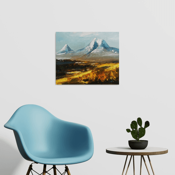 Armenian landscape - Ararat, 50x60cm, oil painting, palette knife