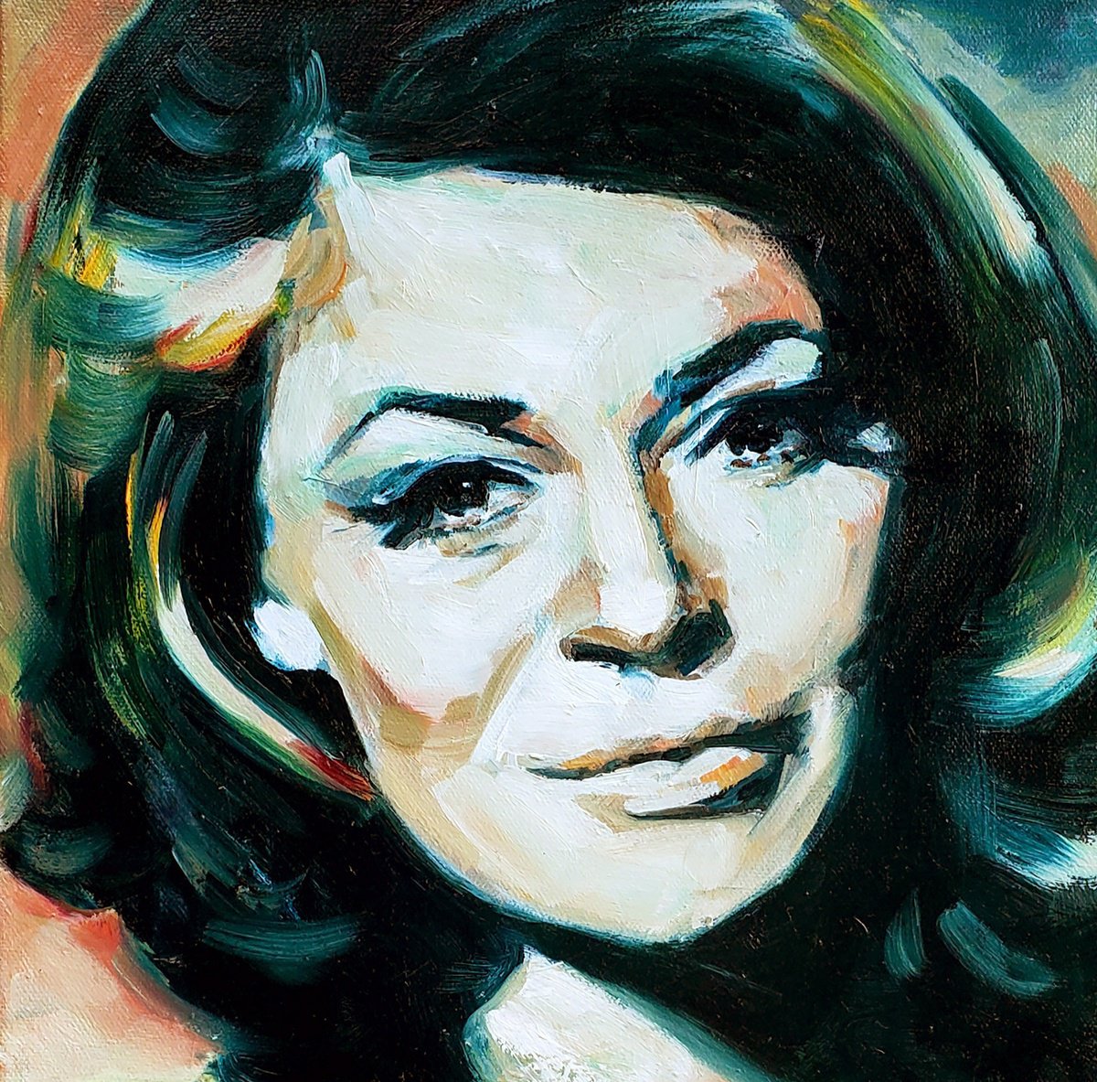 Expressive Portrait Oil Painting By Sal Jones, 13 X 13", A Strange Bird, Original Artwork