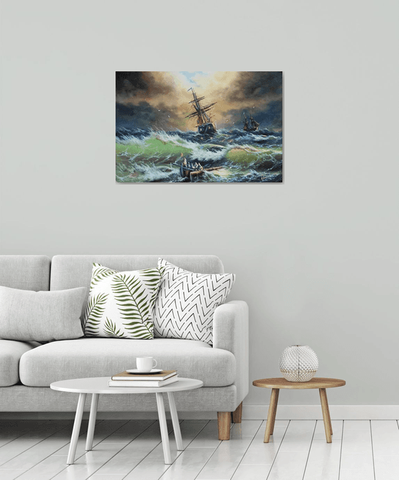 Restless sea -2 (60x90cm, oil painting)