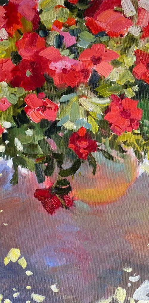 Red petunias by Nataliia Nosyk