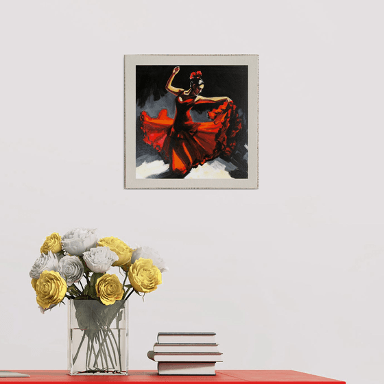 Flamenco in red motion