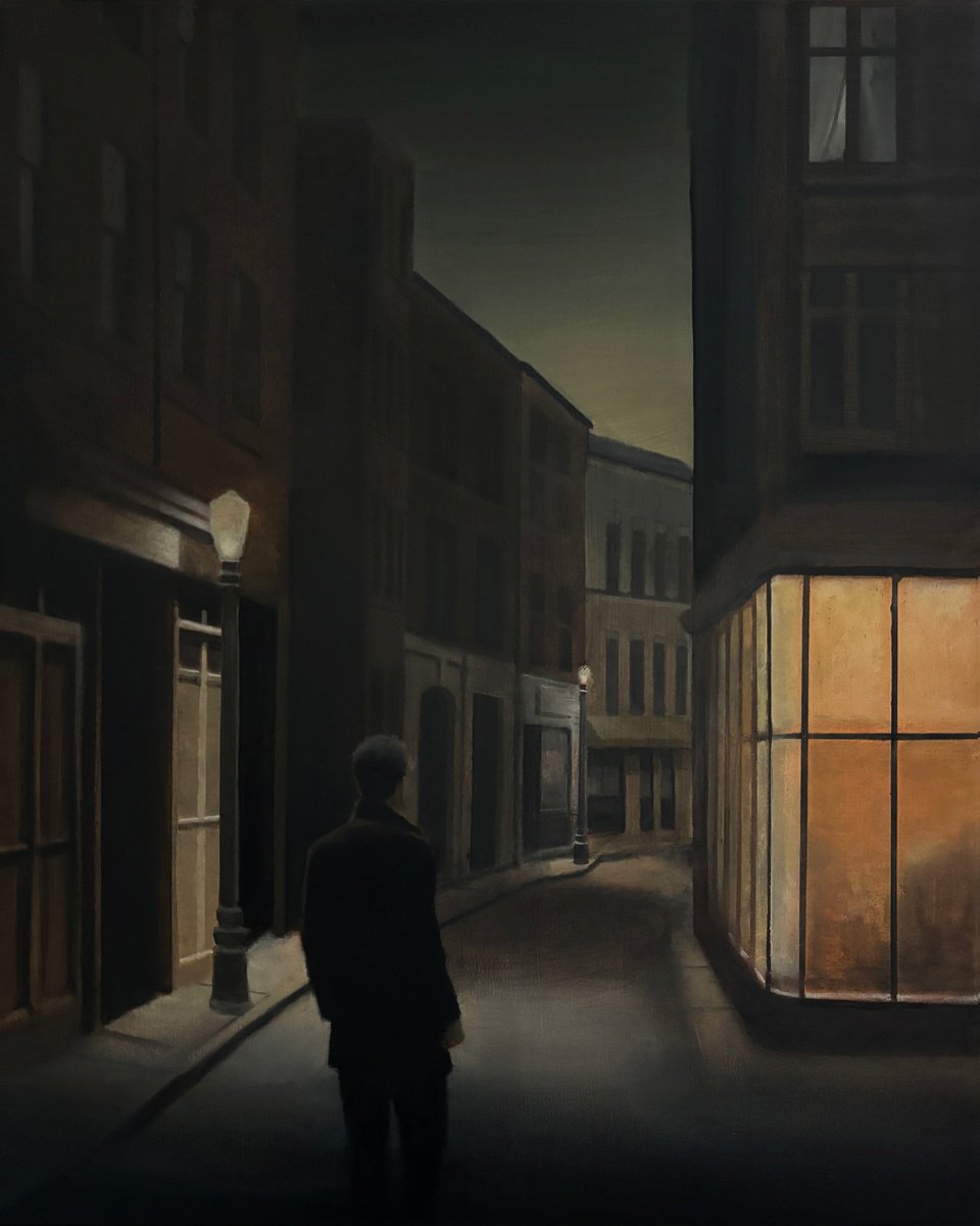 Cityscapes Oil Painting By Bruce Dean, 24 X 30, Kenopsia, Original Artwork