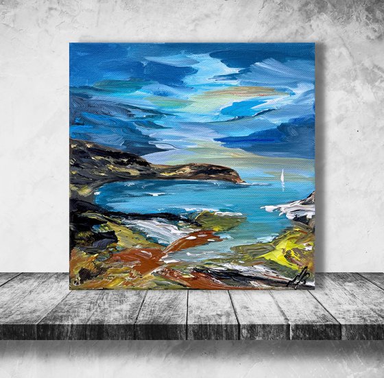 Lulworth Cove Abstraction on a Small Canvas