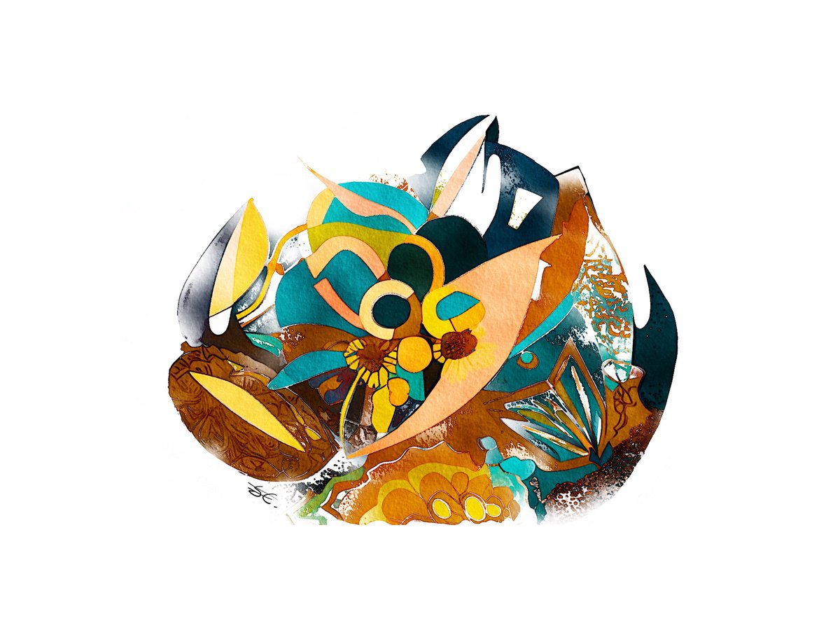 Abstract Botanical Giclee Print By Carla Sa Fernandes, 17 X 12, Bb6.S3, Original Artwork