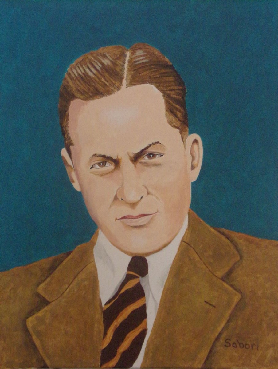 Impressionistic Portrait Acrylic Painting By Andrew Sabori, 16 X 20, Bobby Jones- Golfer, Original Artwork