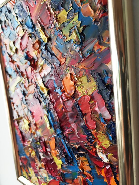 "Crazy For You" - PMS Micro Painting, Miniature Abstract, Holiday Gift