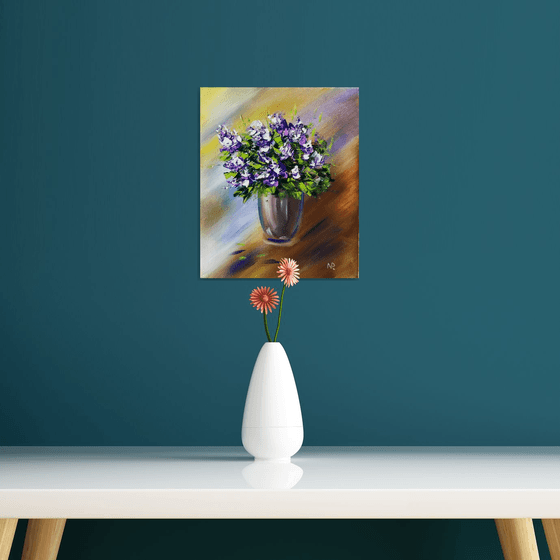 Flowers, small original oil painting, Gift, bedroom painting