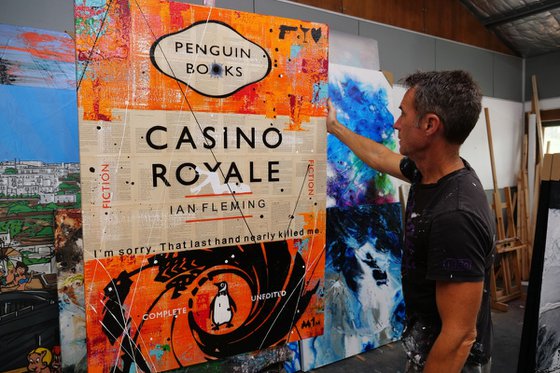 Bond 140cm x 100cm Casino Royale Book Page Urban Pop Art