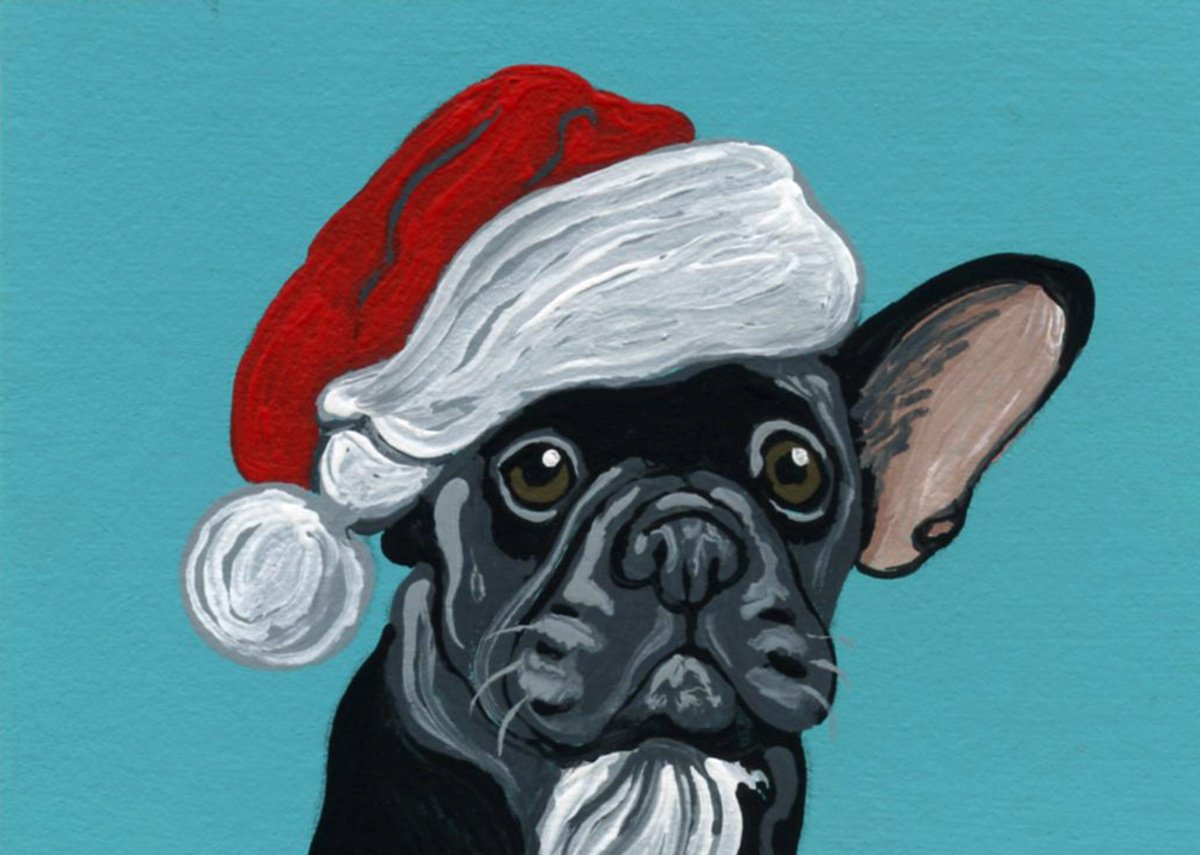 Black French Bulldog Dog Pet Christmas by Carla Smale