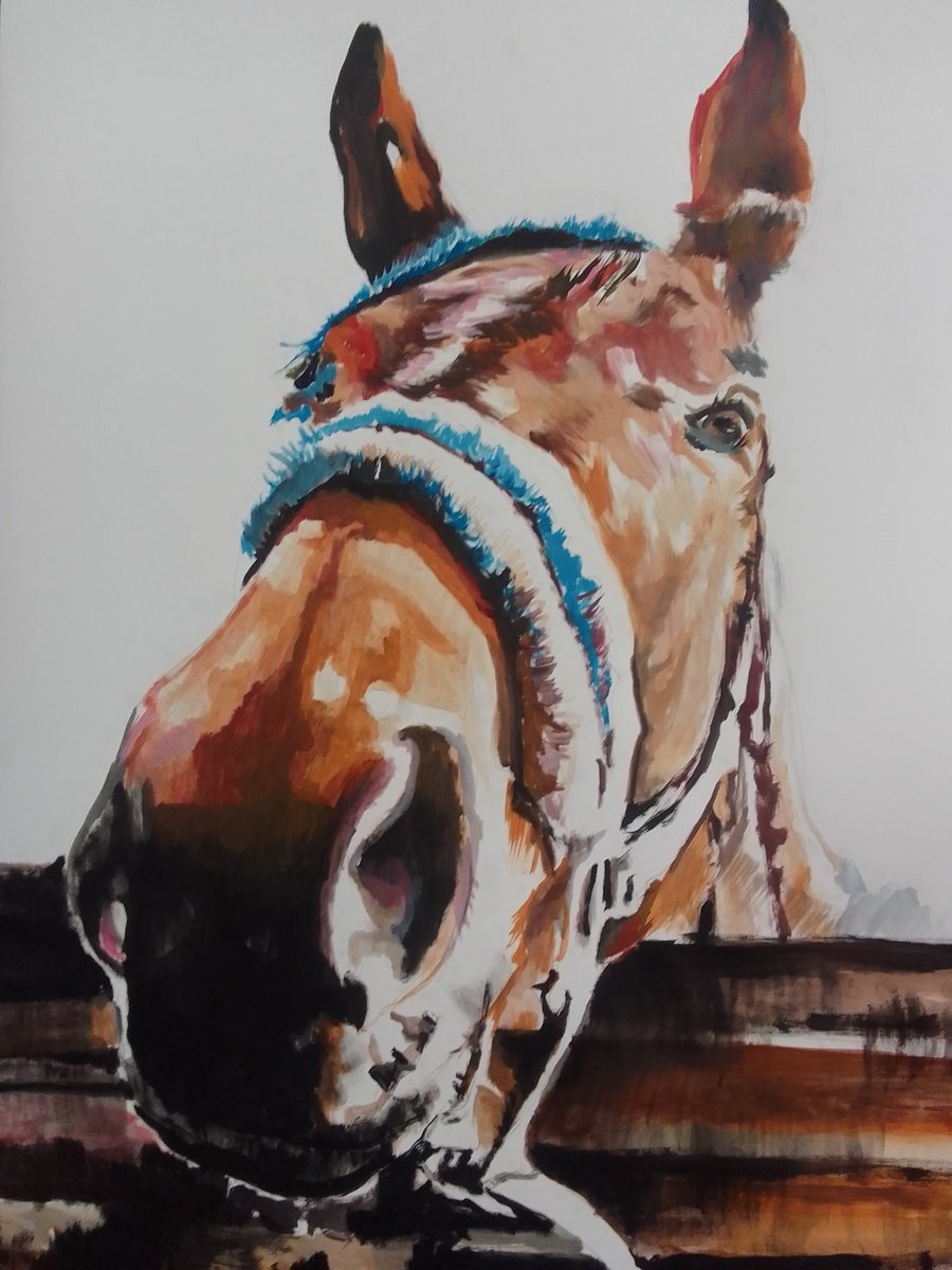 Photorealistic Animal Acrylic Painting By Soso Kumsiashvili, 24 X 33", Horse, Original Artwork