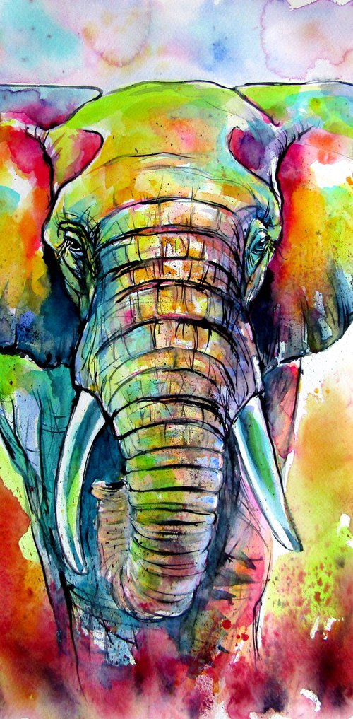 Majestic colorful elephant II by Kovács Anna Brigitta