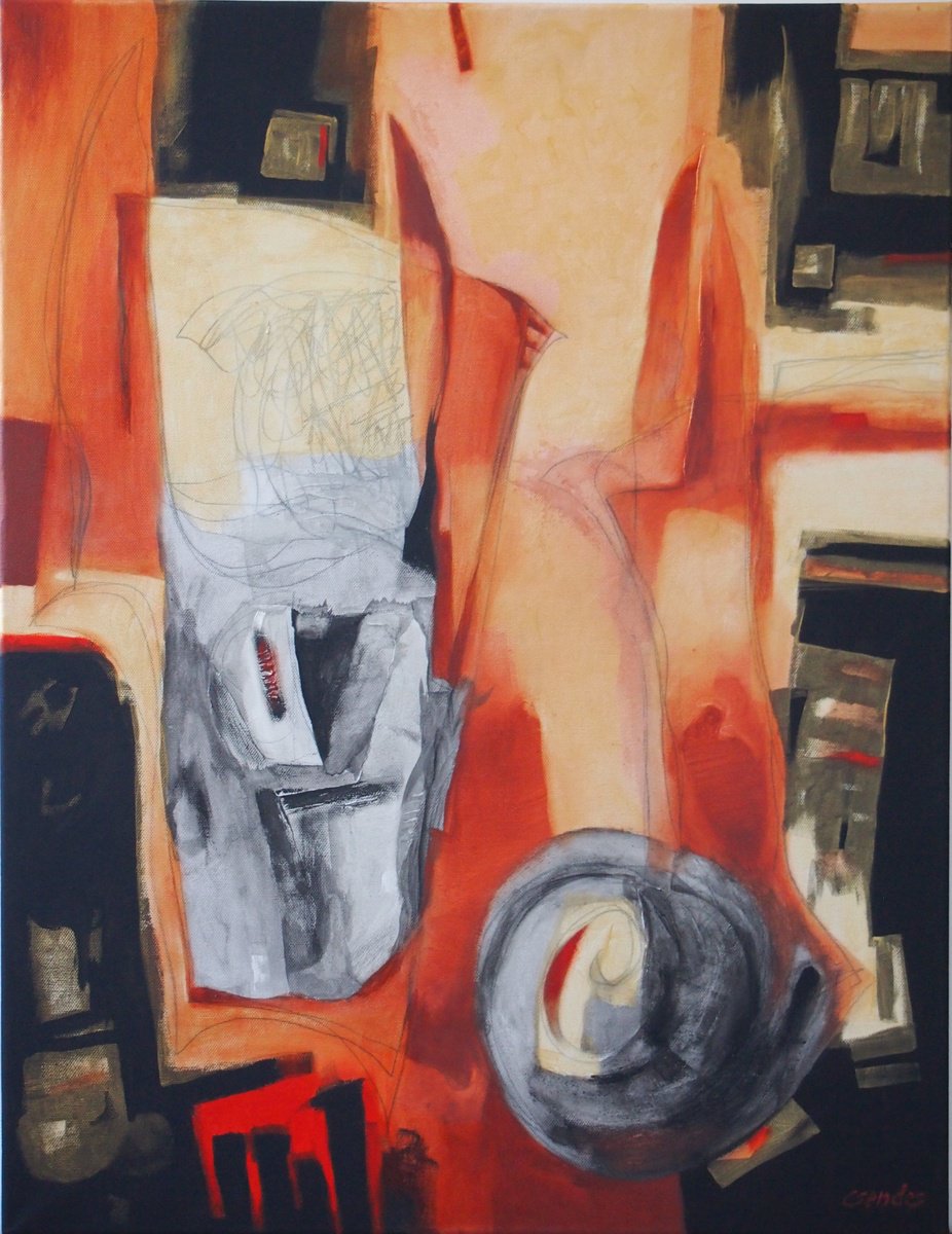 Abstract Oil Painting By Csaba Csendes, 23 X 30, It Must Be Rolled Out..., Original Artwork