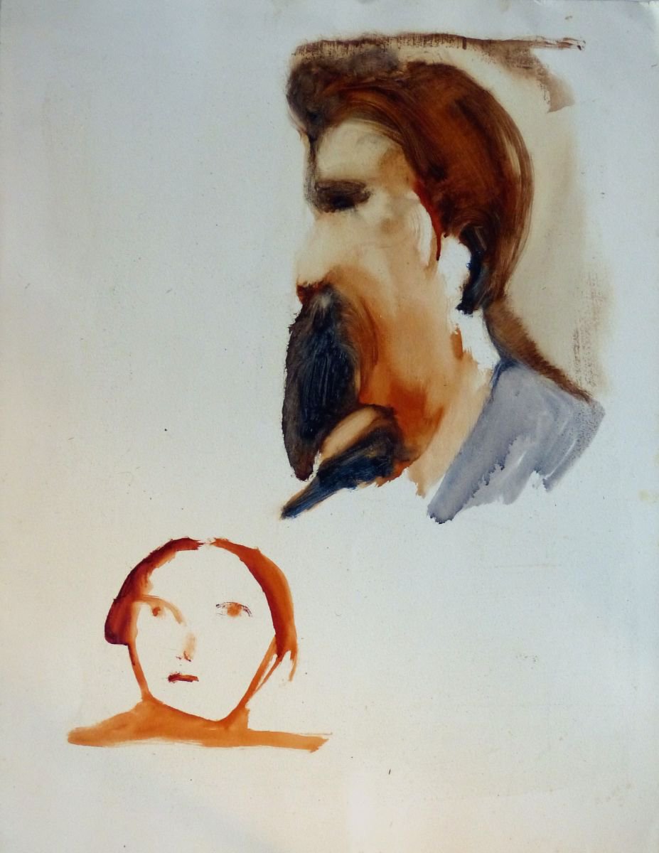 The Nietzsche Family, ink on paper 65x50 cm by Frederic Belaubre