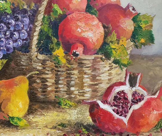 Autumn fruits (60x70cm, oil painting,  ready to hang)
