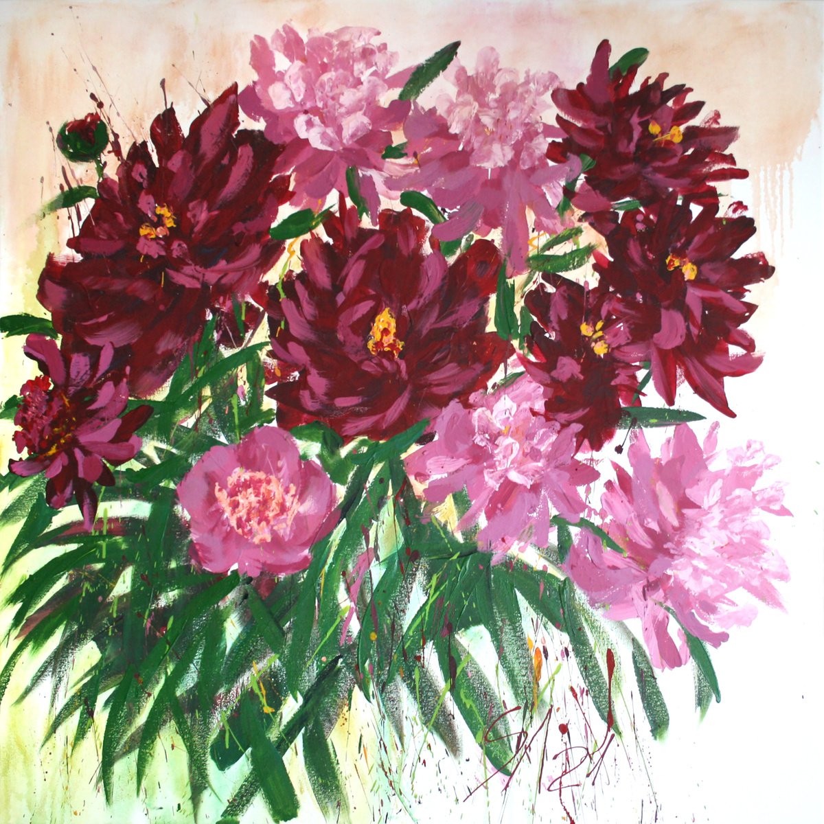 Peonies I By Salana Art / Svetlana Samovarova, 39 X 39, Artwork For Sale On Artfinder
