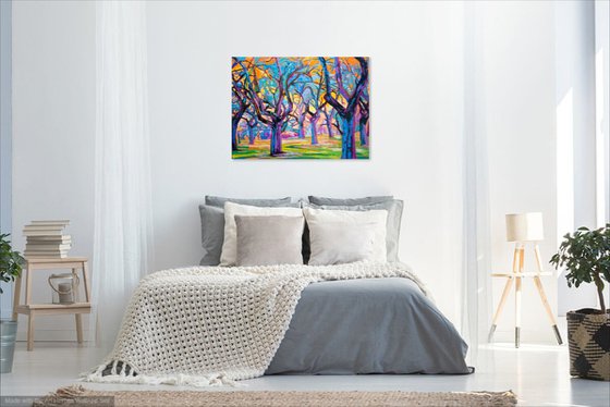 APPLE TREES 6625 - oil landscape painting on stretched canvas