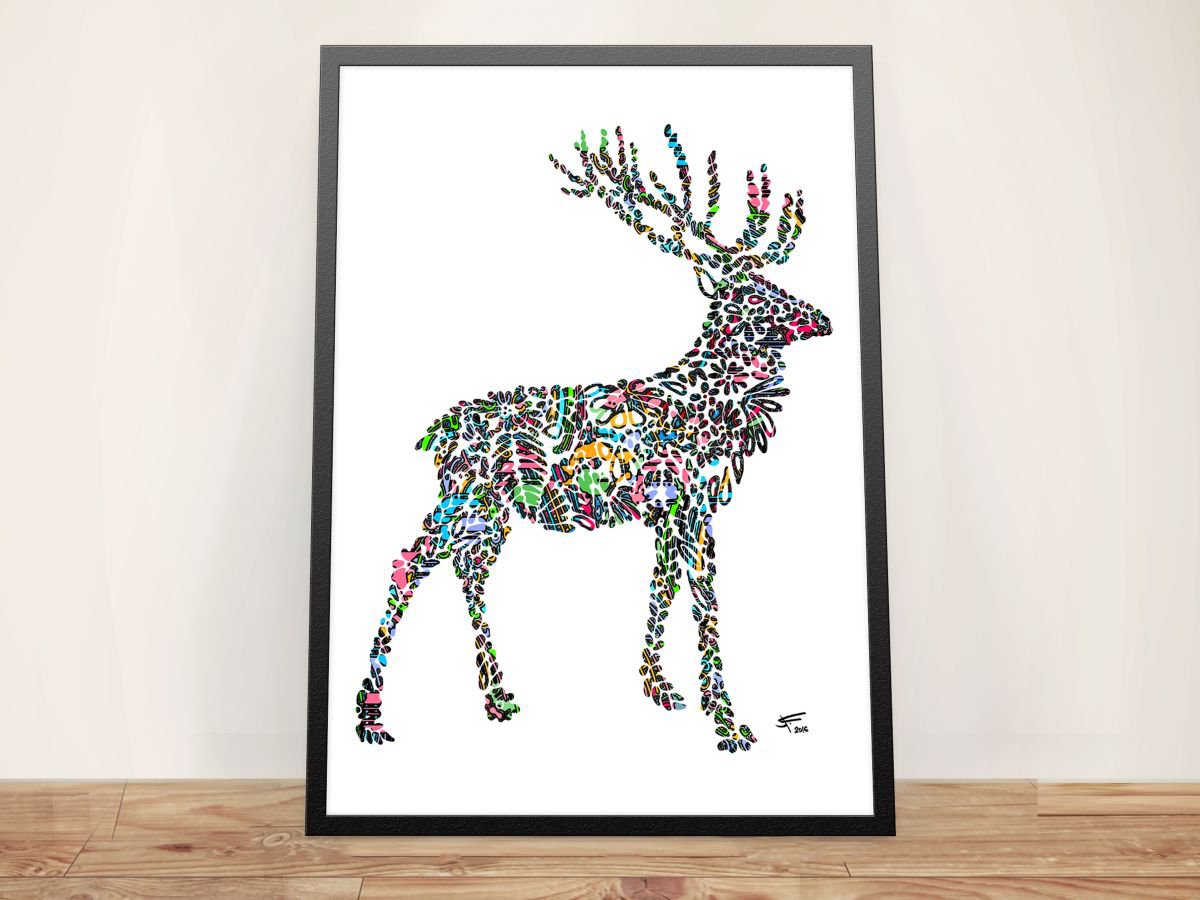 Reindeer, Framed Artwork, 16 x20 inches, by Jeff Kaguri