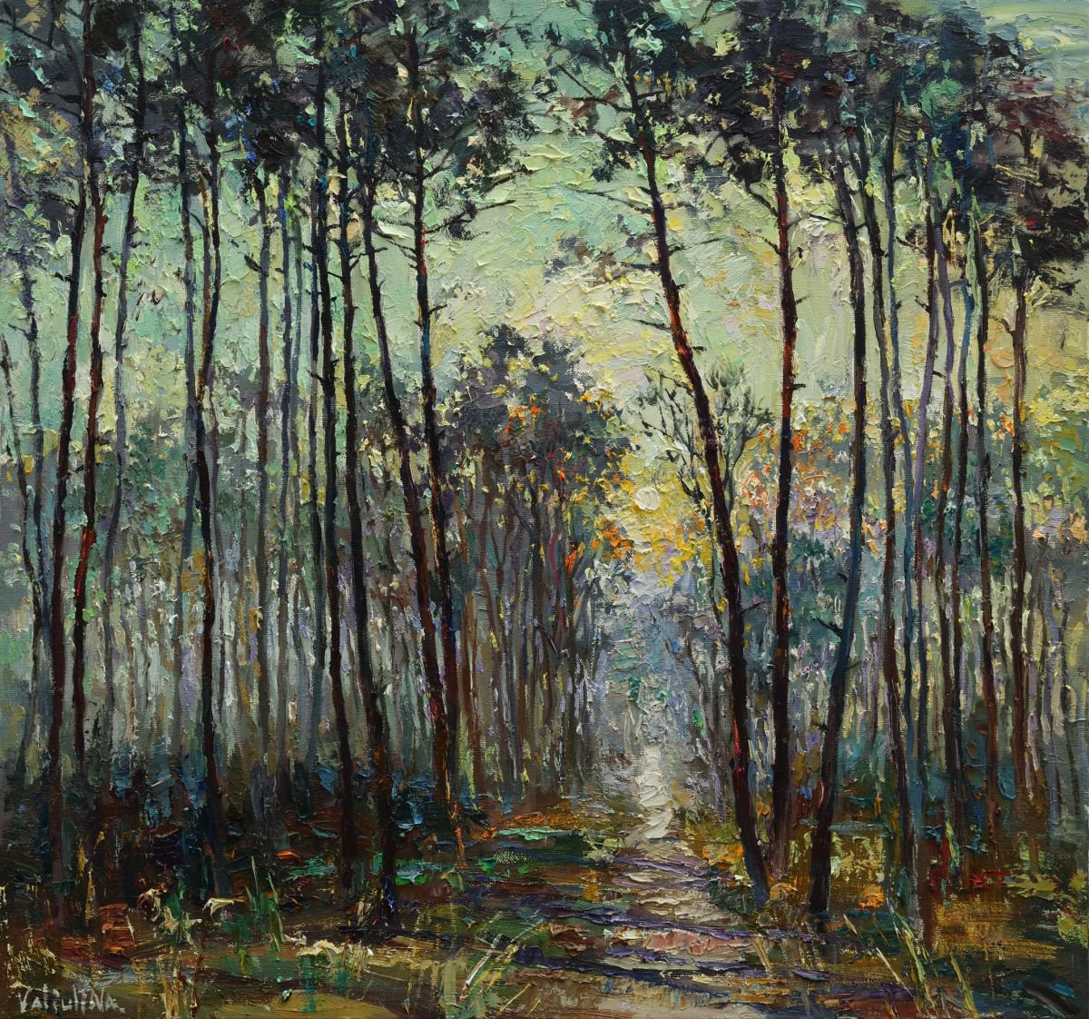 Morning Forest Landscape painting 80x75 cm | Artfinder