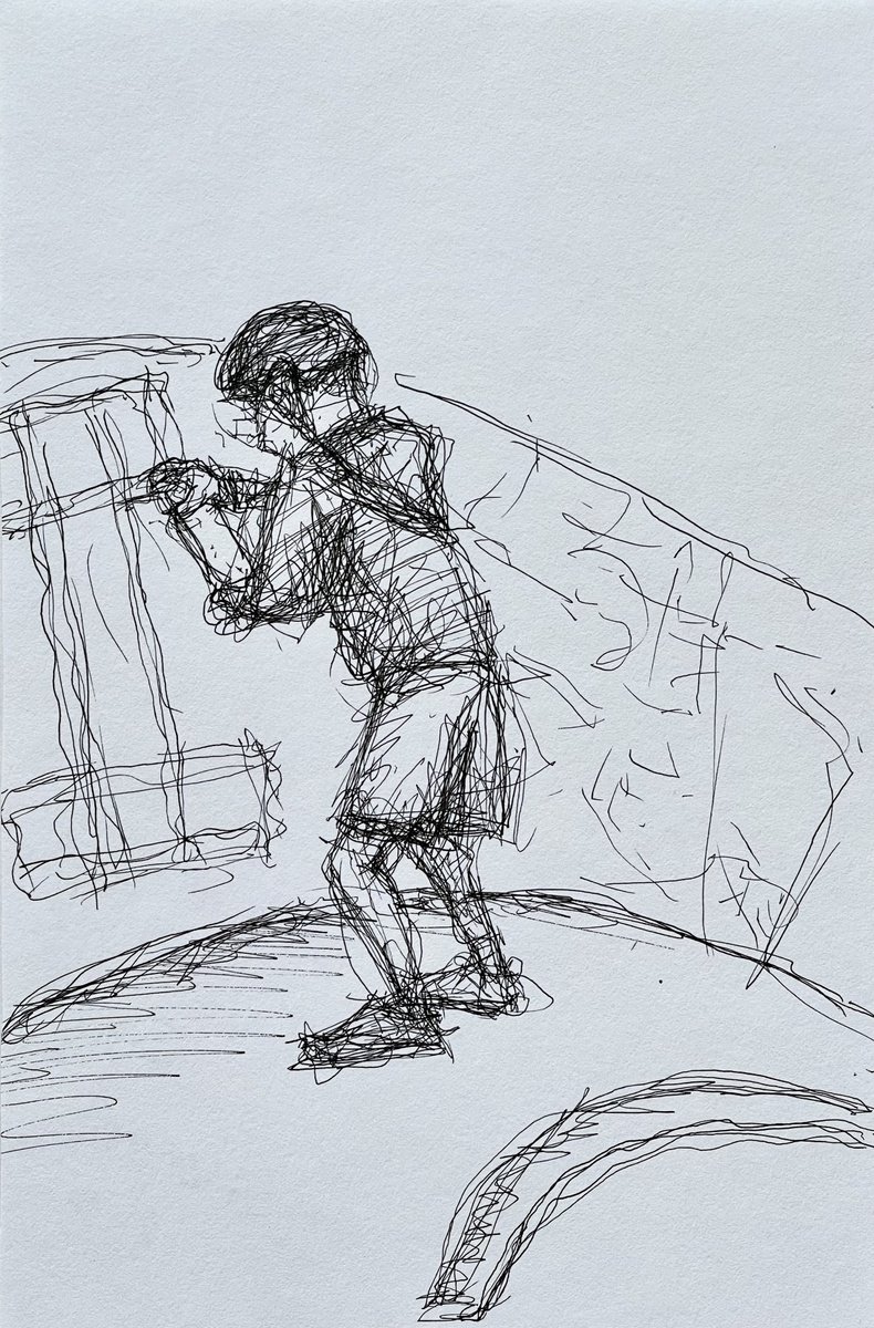 Expressive Portrait Ink Drawing By David Lloyd, 6 X 8, Painting In Otterspool 3, Original Artwork