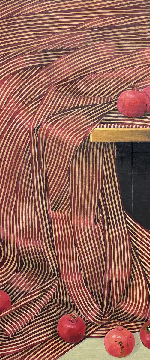 Pomegranates and red silk by Kseniya Berestova