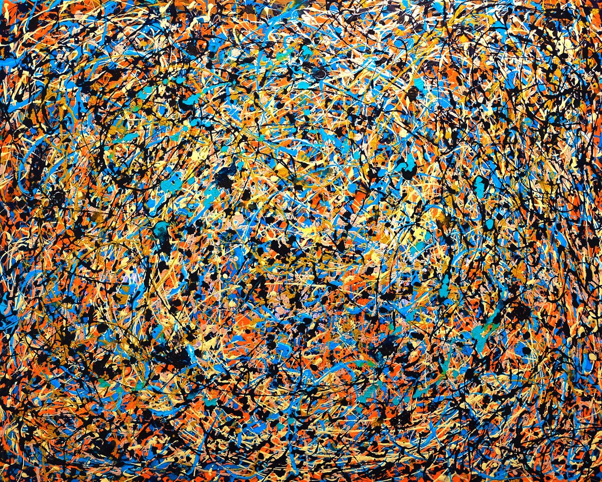 Expressive Abstract Acrylic Painting By Anastasia Woron, 31 X 24, An Expressive Universe., Original Artwork