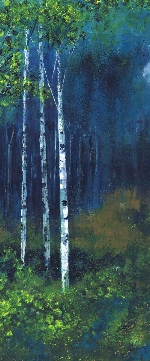 What Lies Beyond (Moonlit Trees) by Michele Wallington