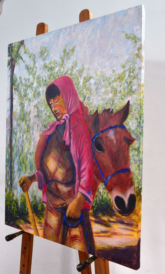 Bhutan series - Woman with the horse
