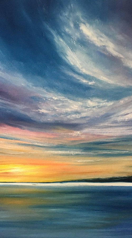 Sunset over Icelandic Sea by Timea  Valsami