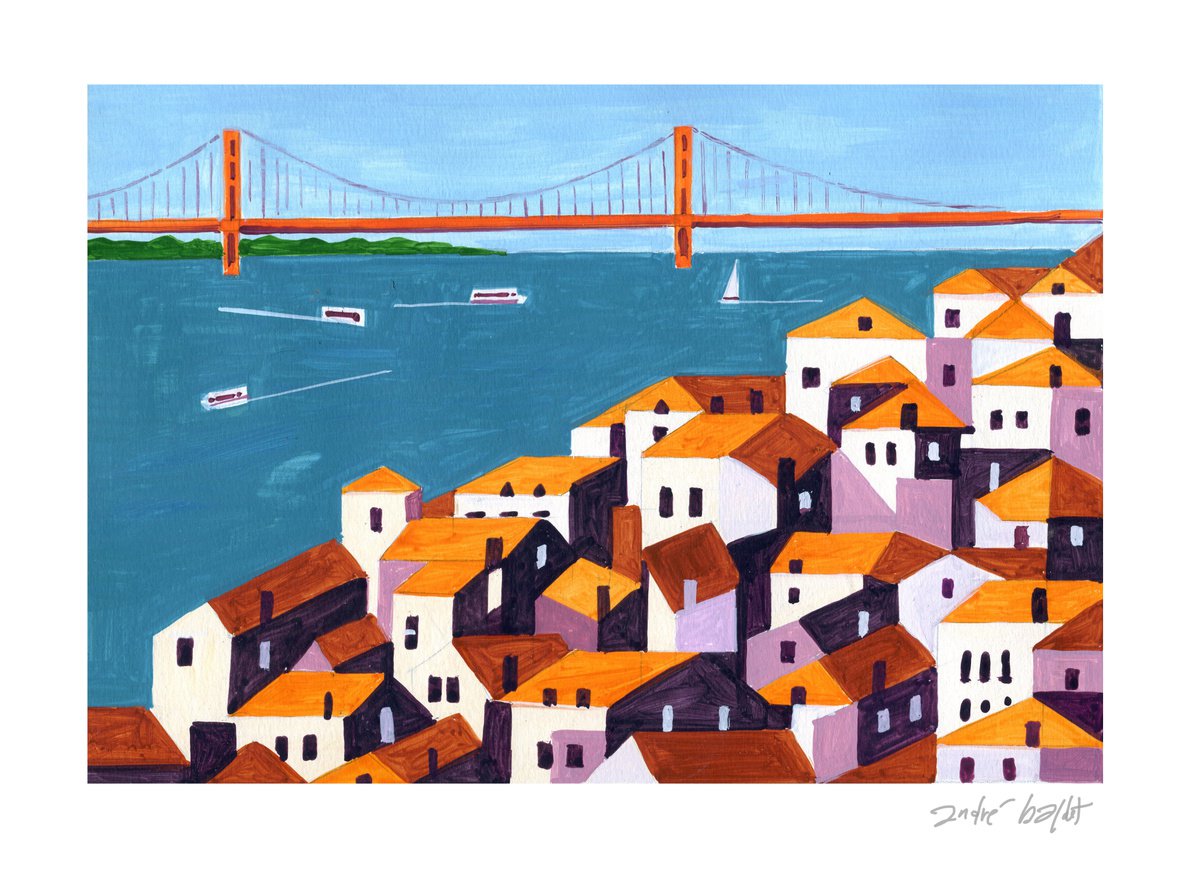 Urban And Pop Acrylic Painting , Lisbon-03 By Andre Baldet, 13 X 10, Artwork For Sale On Artfinder