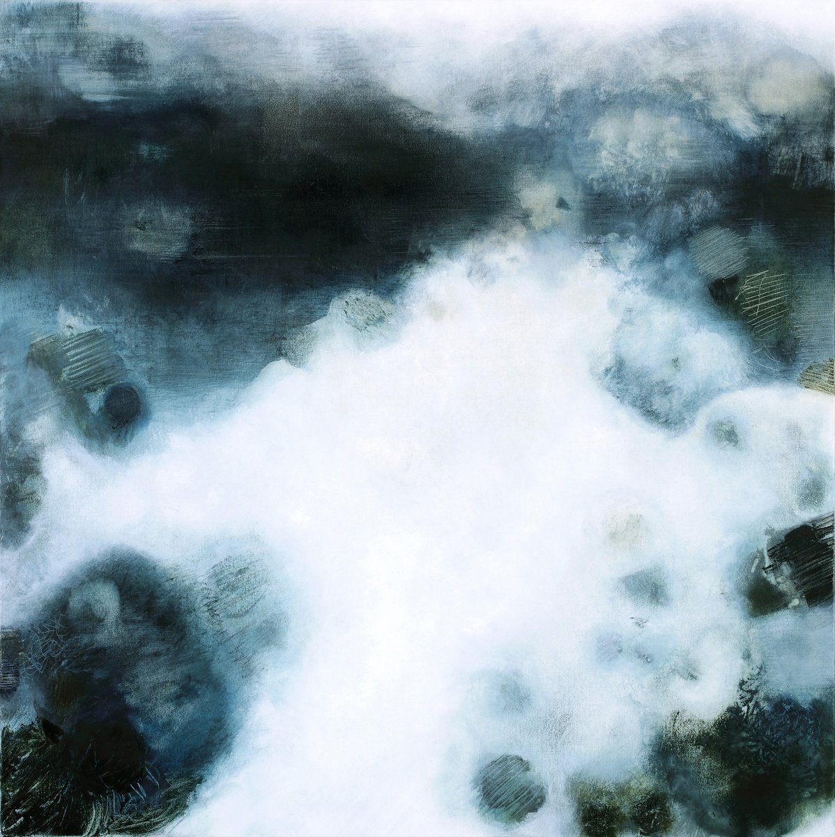 Abstract Landscape Painting By Gina Parr, 28 X 28, Here Comes The Night, Original Artwork