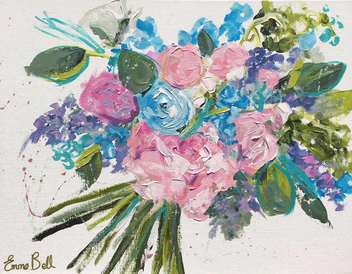 Pink and blue bouquet I by Emma Bell