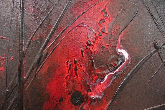 Black Red Sun 160cm x 100cm Black Red Abstract Art