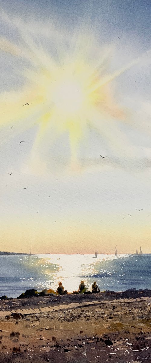 On the seaside at sunset by Eugenia Gorbacheva