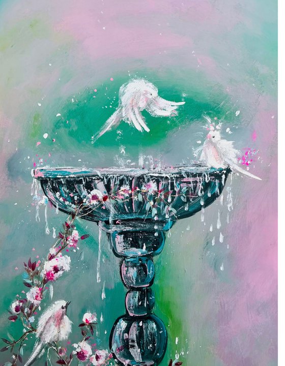 BIRD BATH IN THE GARDEN