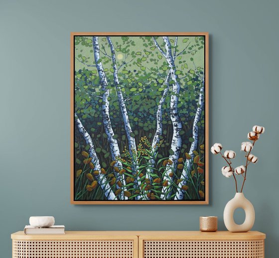 Birches with Goldenrod