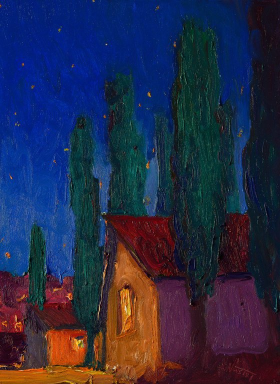 Night, Poplar Trees