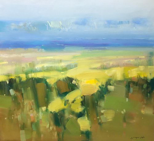 Yellow Valley, Original oil painting, Handmade artwork, One of a kind by Vahe Yeremyan