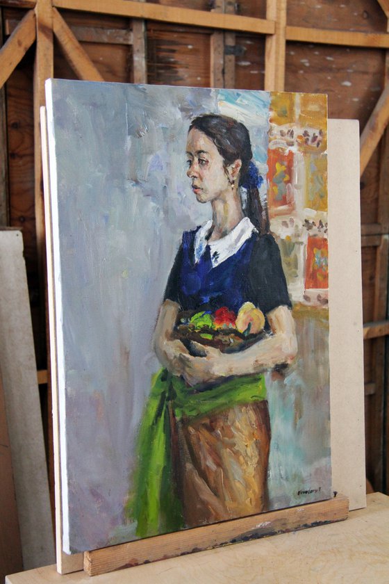 Girl with fruit