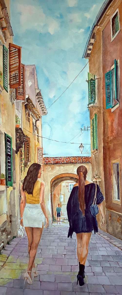 Beautiful Women Passing Through the Town by Zoran Mihajlović Muza