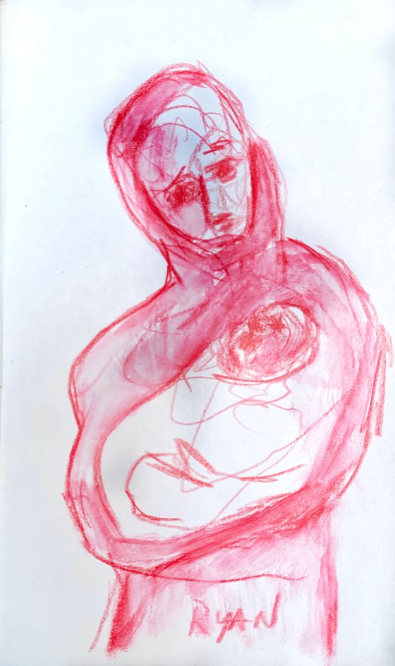 Small Portrait Of A Woman in Red