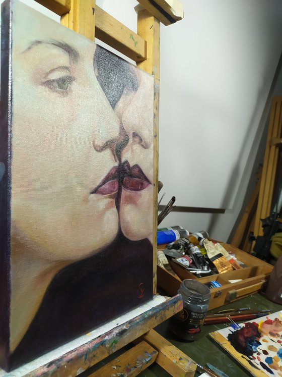 Portrait of a woman "The kiss"