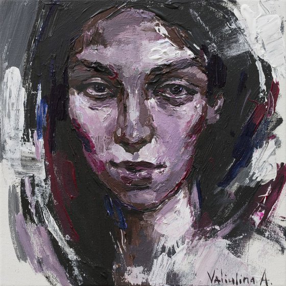 Abstract girl portrait Original acrylic painting