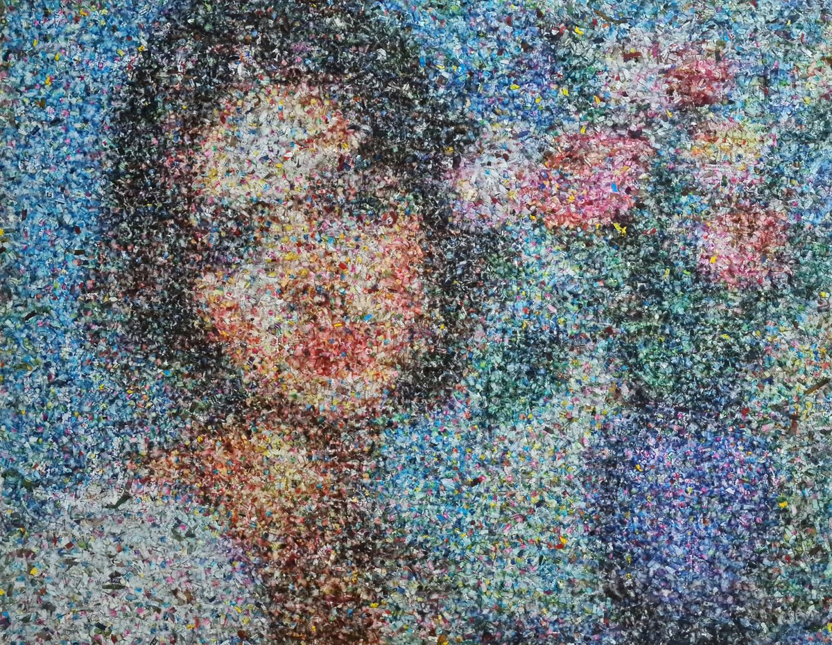 Impressionistic Portrait Collage By Alessio Mazzarulli, 35 X 28, Not Your Doll - 32 (N.698), Original Artwork