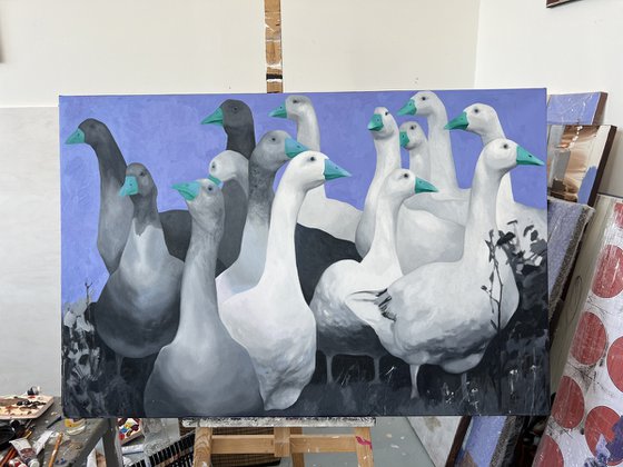 Original oil painting “Geese”