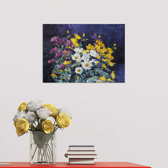Chrysanthemums on a dark background
