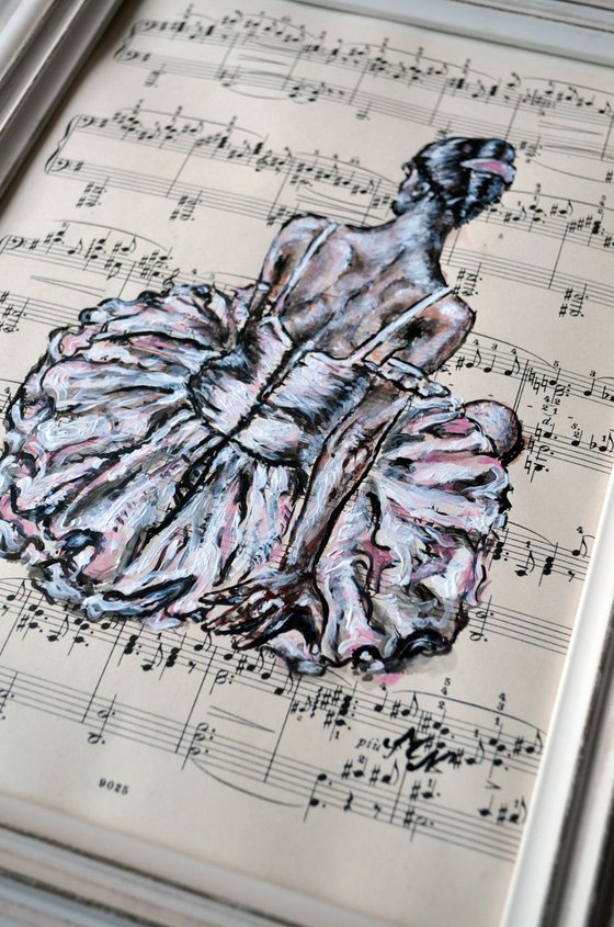 Framed Ballerina XVI -Vintage Music Page, GIFT idea