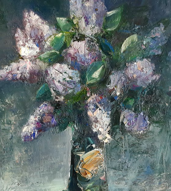 Abstract  lilacs(50x60cm, oil painting, ready to hang)