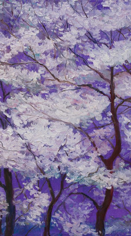 Sakura Sea at Night by Liudmila Pisliakova