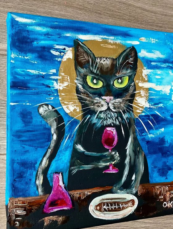 Evening Cat. Wine time