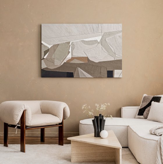 "Bella 5" Textured geometric brown art